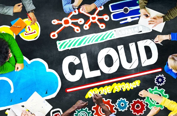 Cloud Computing, concetto di archiviazione di rete — Foto Stock