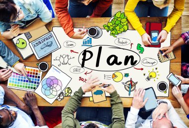 İş adamları toplantı ve planı kavramı