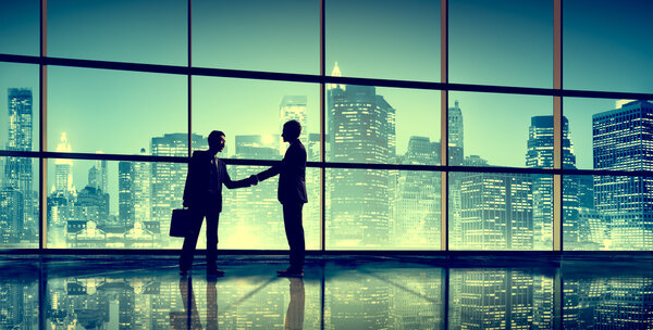 BusinessMen People Handshake Silhouettes Concept