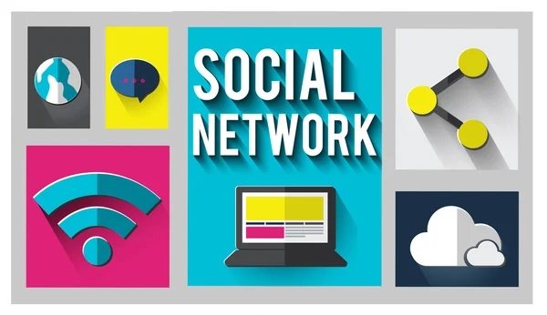 Grafikus mintadeszka-val társadalmi hálózat — Stock Fotó