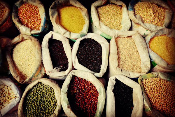 Sacks Of Legumes And Grains