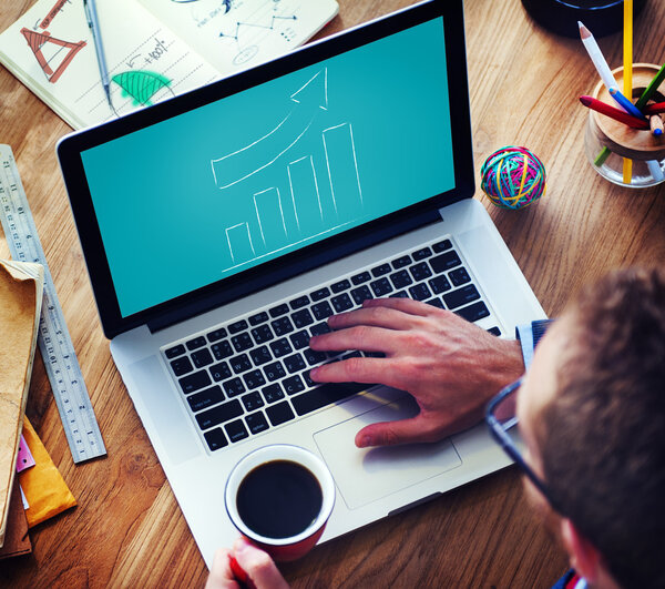 График Бар, рост двигаясь вверх концепция
