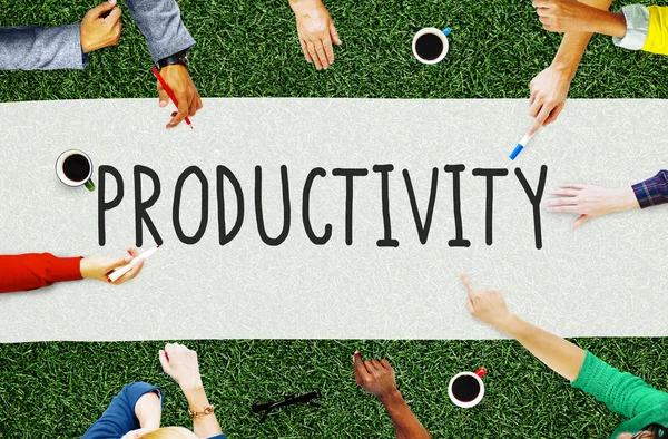 Pessoas de negócios Apontando para a produtividade — Fotografia de Stock