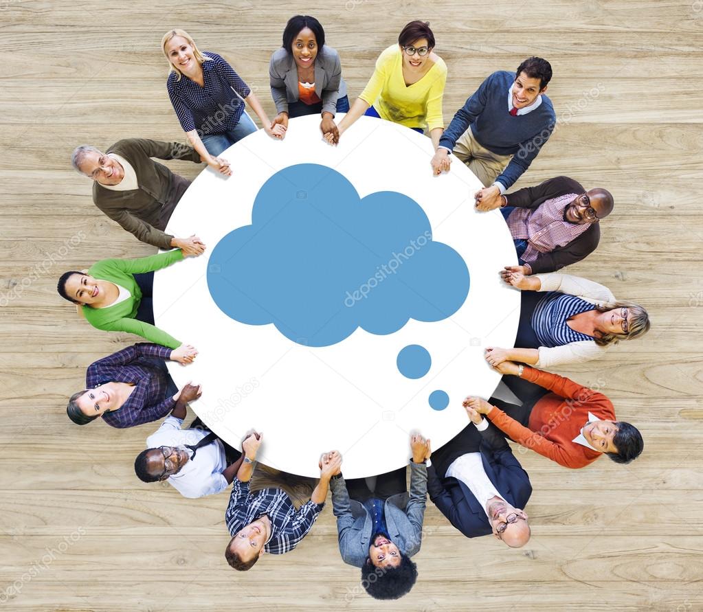 Business people and cloud network