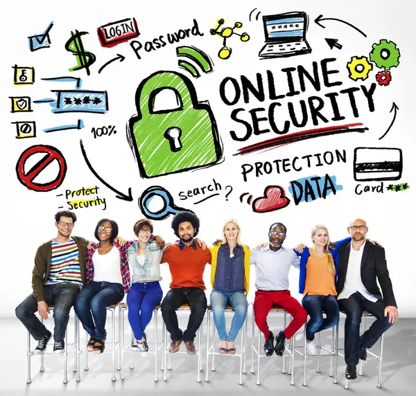 Diverse mensen en Online Security — Stockfoto