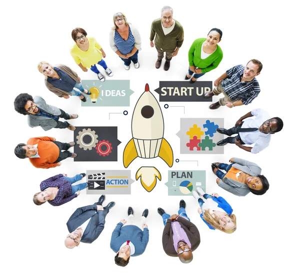 Mångfald människor och start innovationsbegreppet — Stockfoto