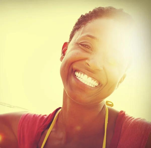 African Woman at Beach party — Stock Photo, Image