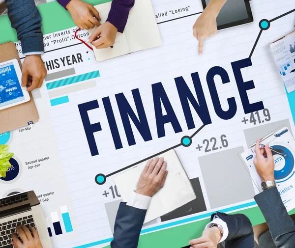 Business People Pointing on Finance — Stock Photo, Image