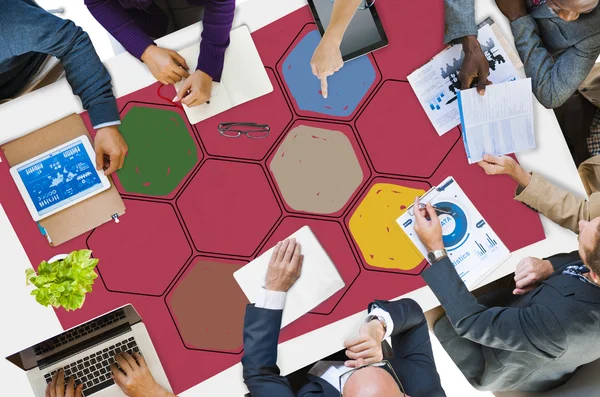 Business People Pointing on Bee Hive Honey — Stock Photo, Image