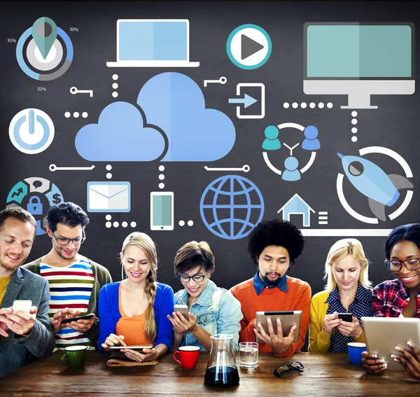 Diversity People und Cloud Computing Netzwerk — Stockfoto