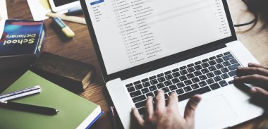 Dizüstü bilgisayarda çalışan iş adamı