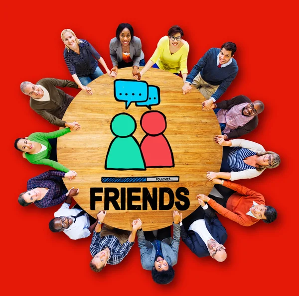Grupo de Amigos, Concepto de Lealtad en Redes Sociales —  Fotos de Stock