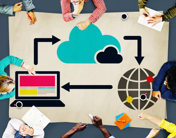 Diversiteit mensen en Cloud Computing — Stockfoto