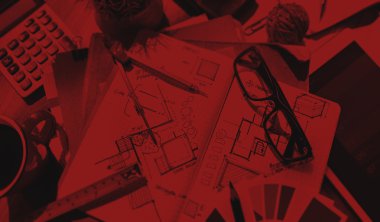 kroki ve araçları ile dağınık tasarımcının tablo