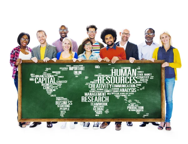 Diversity People Holding Badge Reward — Stock Photo, Image