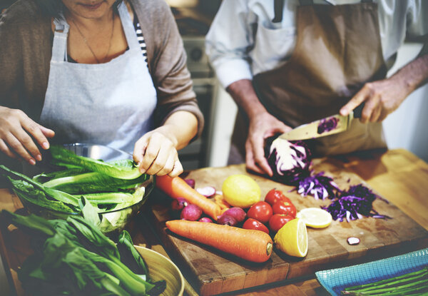 Couple Cooking Food