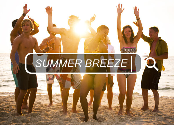 friends hanging out on beach