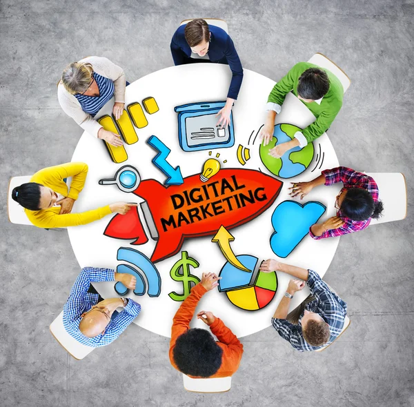Menschen Teamwork, digitales Marketing — Stockfoto
