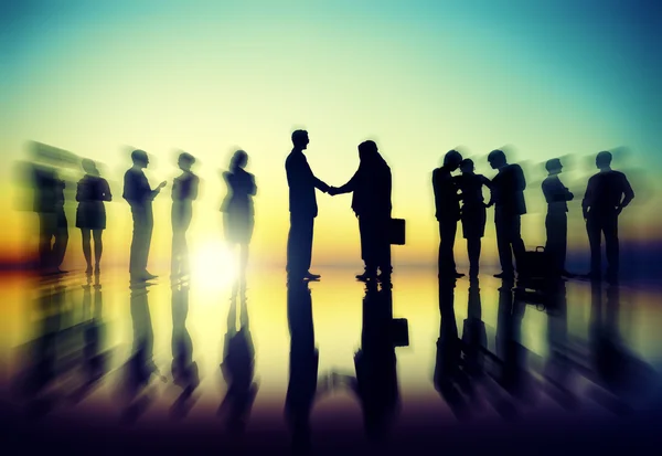 Silhouette group of people — Stock Photo, Image