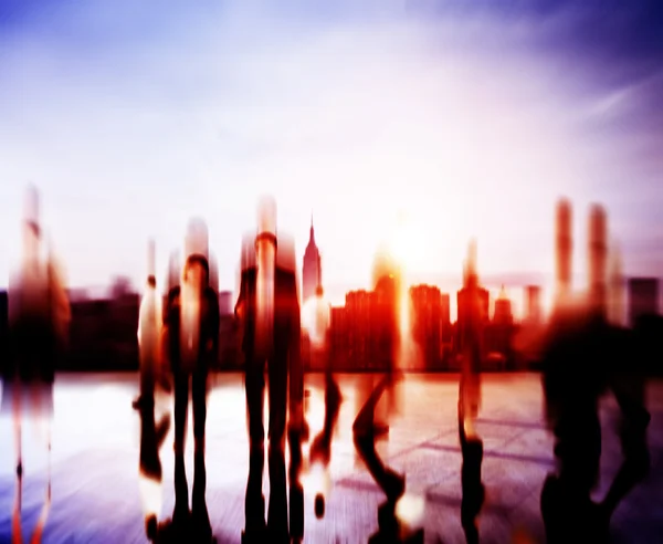 Silhouettes of Business People Walking — Stock Photo, Image