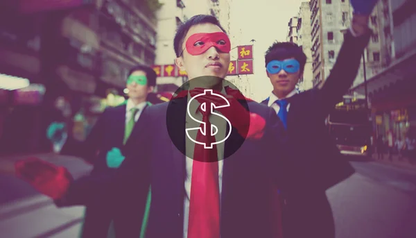 Affärsmän i superhjälte masker — Stockfoto