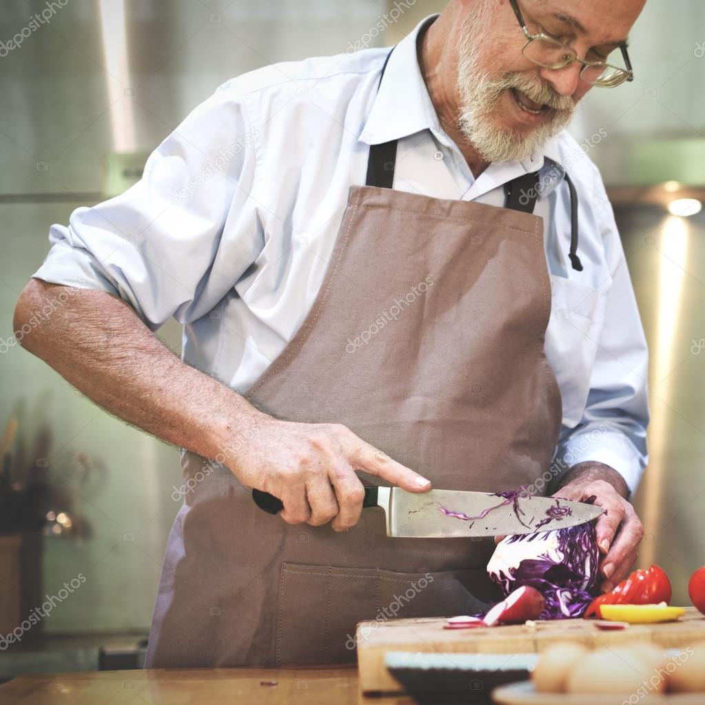 Man Cooking at Kitchen