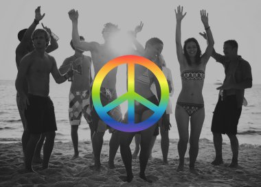 arkadaşlar yaz Beach partide grup