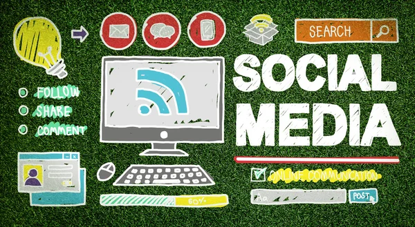 Κοινωνικών μέσων μαζικής ενημέρωσης κοινωνική δικτύωση τεχνολογία έννοιας σύνδεσης — Φωτογραφία Αρχείου