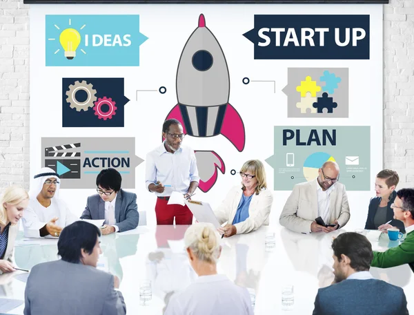 Gruppdiskussion planering affärsstrategi — Stockfoto
