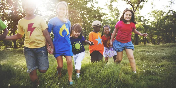 Multiethnic children outdoors — Stock Photo, Image