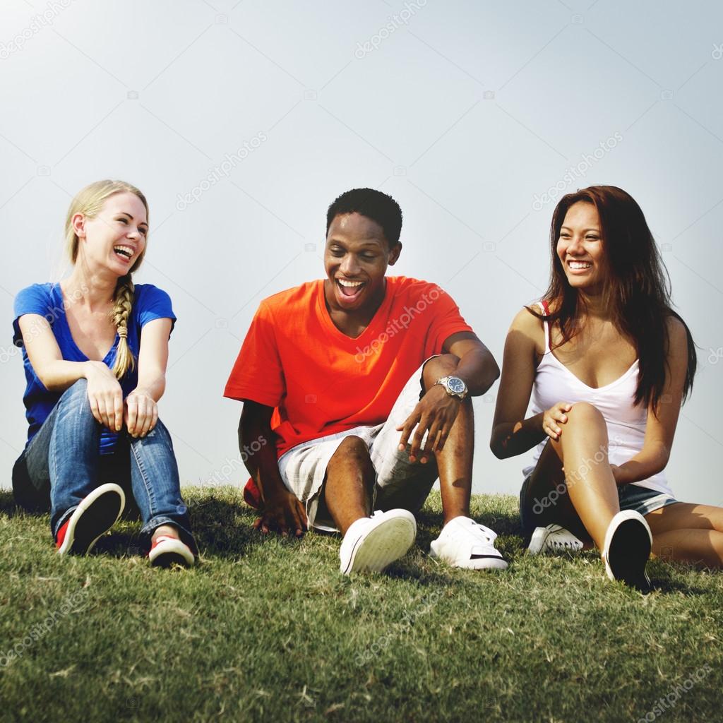 young friends at outdoors 