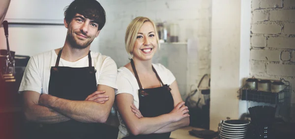 Žena a muž v Barista Cafe — Stock fotografie