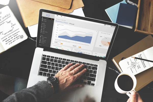 Dizüstü bilgisayarda çalışan iş adamı