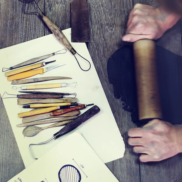 Handige rollende Clay — Stockfoto