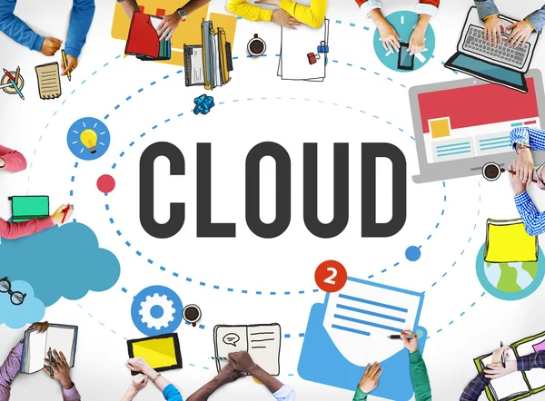 Cloud Computing sociální koncepce síťové úložiště — Stock fotografie