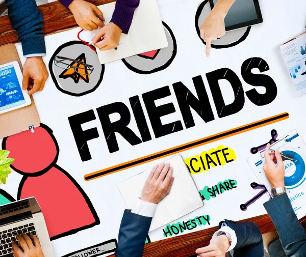 Grupo de Amigos Personas y Concepto de Redes Sociales — Foto de Stock