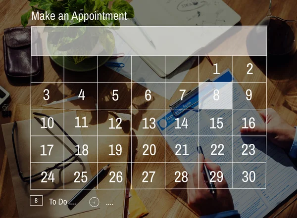 Просмотр календаря Создание концепции организации назначения — стоковое фото