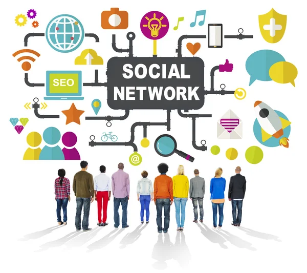 Концепція підключення до соціальних мереж — стокове фото