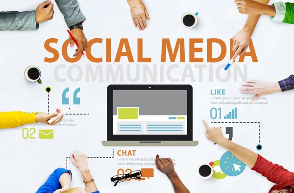 Społecznych mediów społecznych sieci technologii połączenie koncepcji — Zdjęcie stockowe