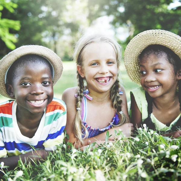 Multiethnic children outdoors — Stock Photo, Image