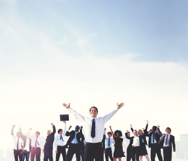 Mutlu ve kendine güvenen iş adamları