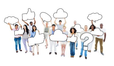 Diversity People with Speech Bubbles clipart