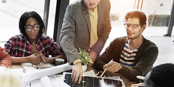 Business People Discussing Solar Power Environment Concept — Stock Photo, Image