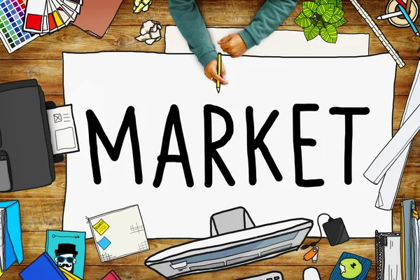 Background with text: Market — Stock Photo, Image