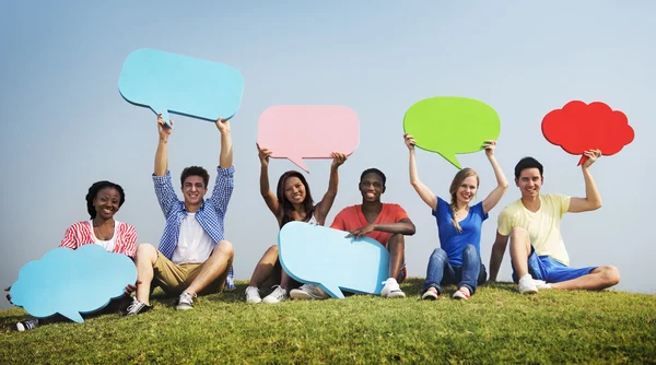 Young friends at outdoors — Stock Photo, Image