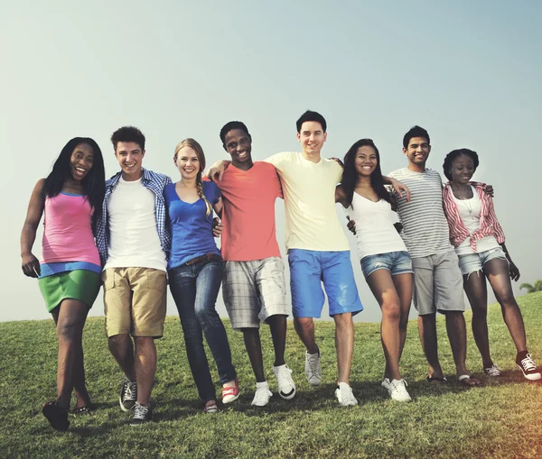 Young friends at outdoors — Stock Photo, Image