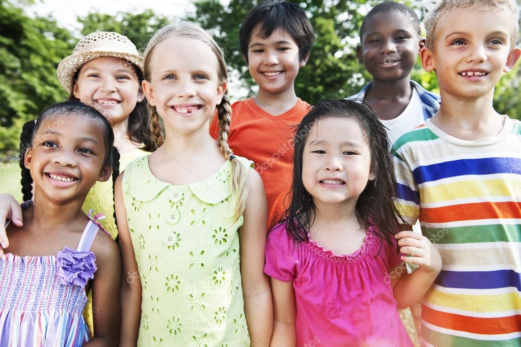 multi ethnic children outdoors