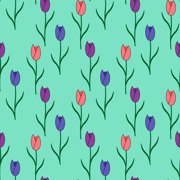 Tulips seamless pattern — Stock Vector