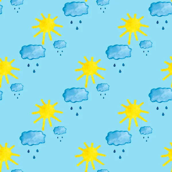 Naadloze patroon met hand tekenen cloud en zon — Stockvector