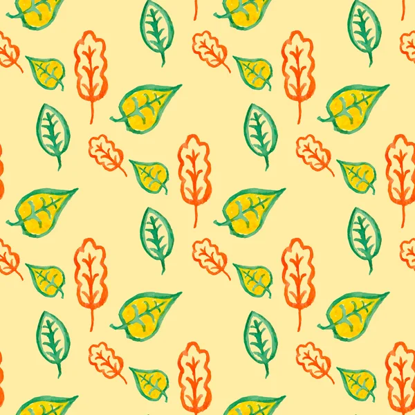 手でシームレスなパターンは、葉を描く — ストックベクタ